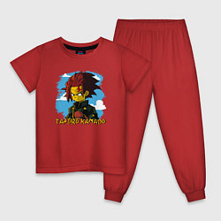 Пижама хлопковая детская Тандзиро Камадо Симпсон, цвет: красный