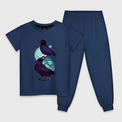 Детская пижама Фиолетовые вороны / Тёмно-синий – фото 1