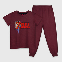 Пижама хлопковая детская The Legend of Zelda game, цвет: меланж-бордовый