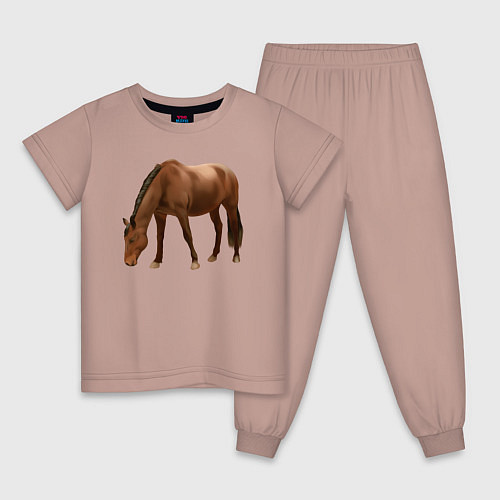 Детская пижама Датская теплокровная лошадь / Пыльно-розовый – фото 1