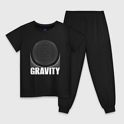 Пижама хлопковая детская Gravity надпись и шар, цвет: черный