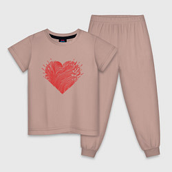 Пижама хлопковая детская Сердце из осколков, цвет: пыльно-розовый