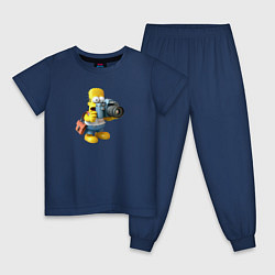 Пижама хлопковая детская Гомер фотограф, цвет: тёмно-синий