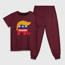 Пижама хлопковая детская Trump elephant, цвет: меланж-бордовый