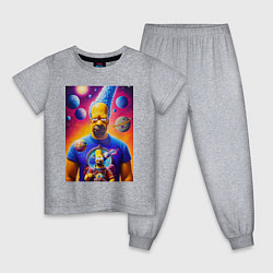 Пижама хлопковая детская Космический взгляд Гомера Симпсона, цвет: меланж