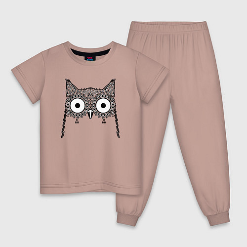 Детская пижама Глазастая сова / Пыльно-розовый – фото 1