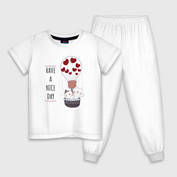Пижама хлопковая детская Have a nice day, цвет: белый