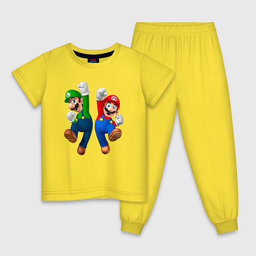 Детская пижама Луиджи и Марио в прыжке / Желтый – фото 1