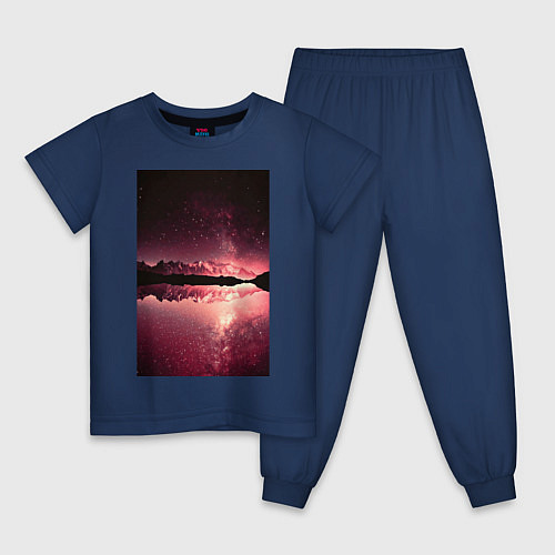 Детская пижама Горы на фоне заката / Тёмно-синий – фото 1