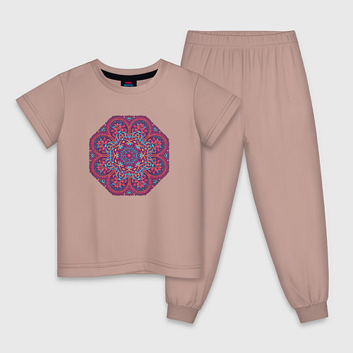 Детская пижама Мандала, этнический узор калейдоскоп / Пыльно-розовый – фото 1