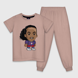 Пижама хлопковая детская Ronaldinho Barcelona, цвет: пыльно-розовый