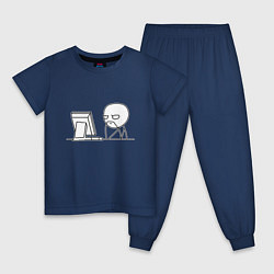 Пижама хлопковая детская Мемный программист, цвет: тёмно-синий