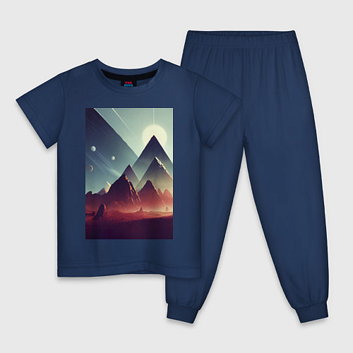Детская пижама Геометрические горы / Тёмно-синий – фото 1
