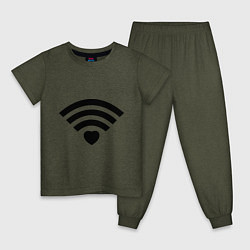 Пижама хлопковая детская Wi-Fi Love, цвет: меланж-хаки