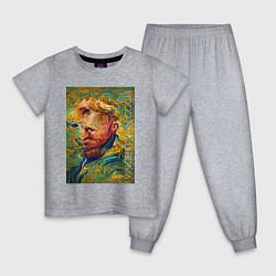 Пижама хлопковая детская Abstract Vincent van Gogh - surrealism self-portra, цвет: меланж