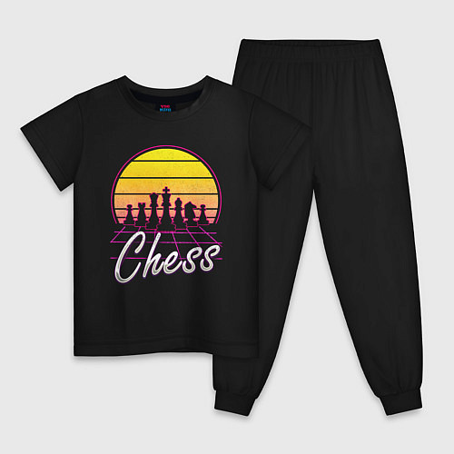 Детская пижама Шахматы ретро стиль / Черный – фото 1