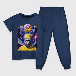 Пижама хлопковая детская Гомер Симпсон титан - поглотил планету, цвет: тёмно-синий