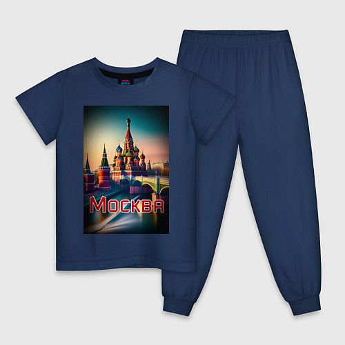 Детская пижама Москва - Кремль / Тёмно-синий – фото 1