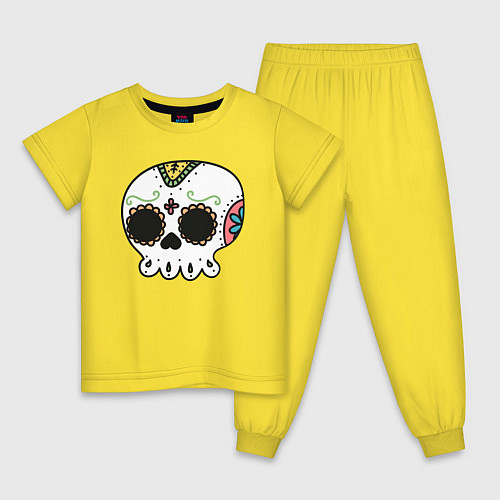 Детская пижама Добрый мексиканский череп / Желтый – фото 1