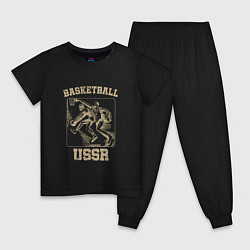 Пижама хлопковая детская Баскетбол СССР советский спорт, цвет: черный
