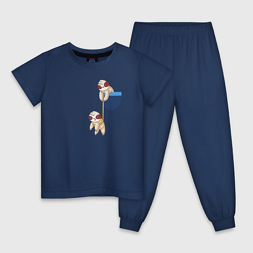Детская пижама Карманные ленивцы / Тёмно-синий – фото 1
