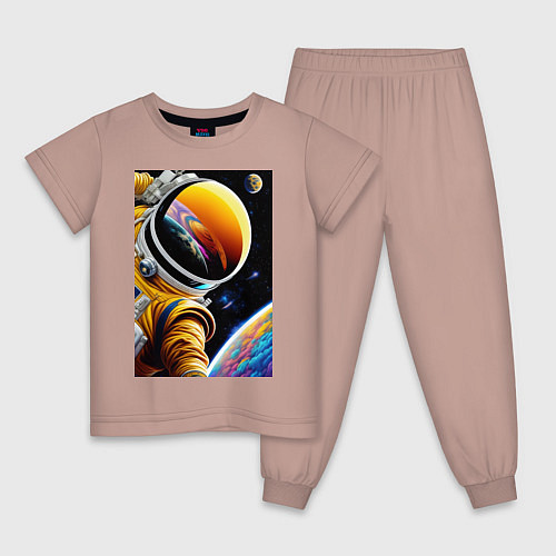 Детская пижама Космонавт на орбите / Пыльно-розовый – фото 1