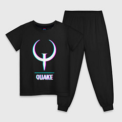 Пижама хлопковая детская Quake в стиле glitch и баги графики, цвет: черный