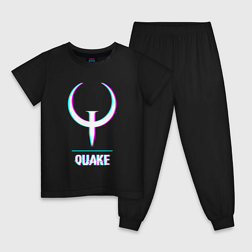 Детская пижама Quake в стиле glitch и баги графики / Черный – фото 1