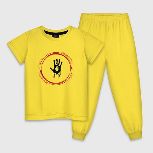 Детская пижама Символ Death Stranding и красная краска вокруг / Желтый – фото 1