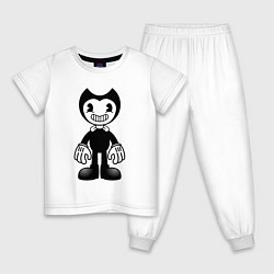Пижама хлопковая детская Бенди чёрно-белая, цвет: белый