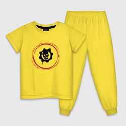 Пижама хлопковая детская Символ Gears of War и красная краска вокруг, цвет: желтый