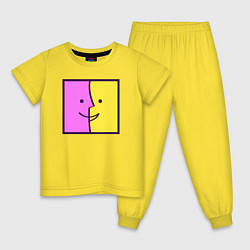 Пижама хлопковая детская Позитивный квадрат, цвет: желтый