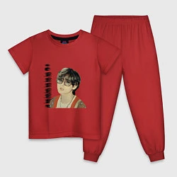 Пижама хлопковая детская Тэхен и Чонгук, цвет: красный