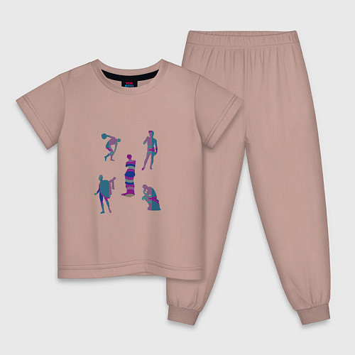 Детская пижама Пять статуй прошлого / Пыльно-розовый – фото 1