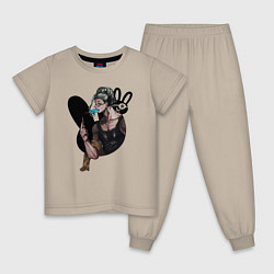 Пижама хлопковая детская Buddha with ice cream, цвет: миндальный