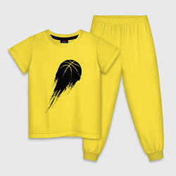 Пижама хлопковая детская Черный силуэт баскетбольного мяча, цвет: желтый