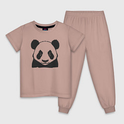 Пижама хлопковая детская Панда китайский медведь, цвет: пыльно-розовый