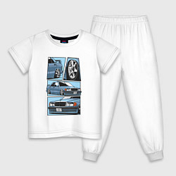 Пижама хлопковая детская Mercedes-Benz 190E V1, цвет: белый