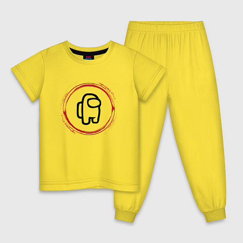 Детская пижама Символ Among Us и красная краска вокруг / Желтый – фото 1