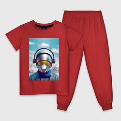 Пижама хлопковая детская Чувак с вольфрамовой планеты, цвет: красный