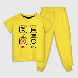 Пижама хлопковая детская Eat - sleep - Ghost of Tsushima - repeat, цвет: желтый