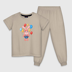 Пижама хлопковая детская Праздник, цвет: миндальный