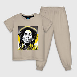 Пижама хлопковая детская Bob Marley Digital Art, цвет: миндальный