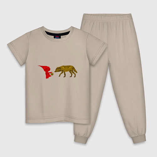 Детская пижама Красная Шапочка и волк / Миндальный – фото 1