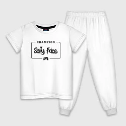 Пижама хлопковая детская Sally Face gaming champion: рамка с лого и джойсти, цвет: белый