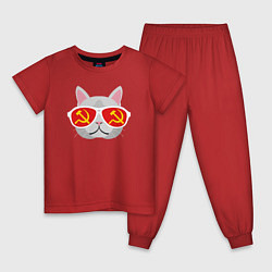 Пижама хлопковая детская Котик СССР, цвет: красный
