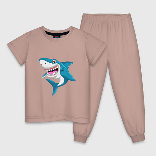 Детская пижама Улыбка акулы / Пыльно-розовый – фото 1