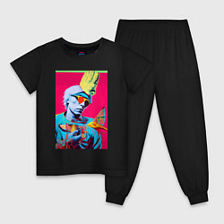Пижама хлопковая детская Andy Warhol - self-portrait, цвет: черный