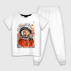 Пижама хлопковая детская Гагарин арт, цвет: белый