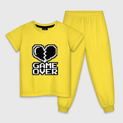 Пижама хлопковая детская Game Over на черном фоне, цвет: желтый